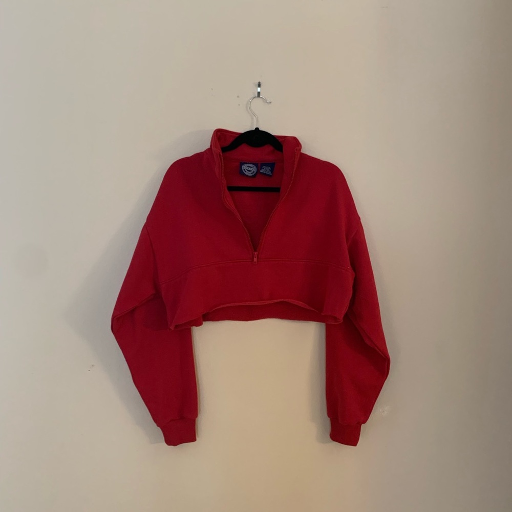 HALF ZIP CROP TOP SWEATSHIRT